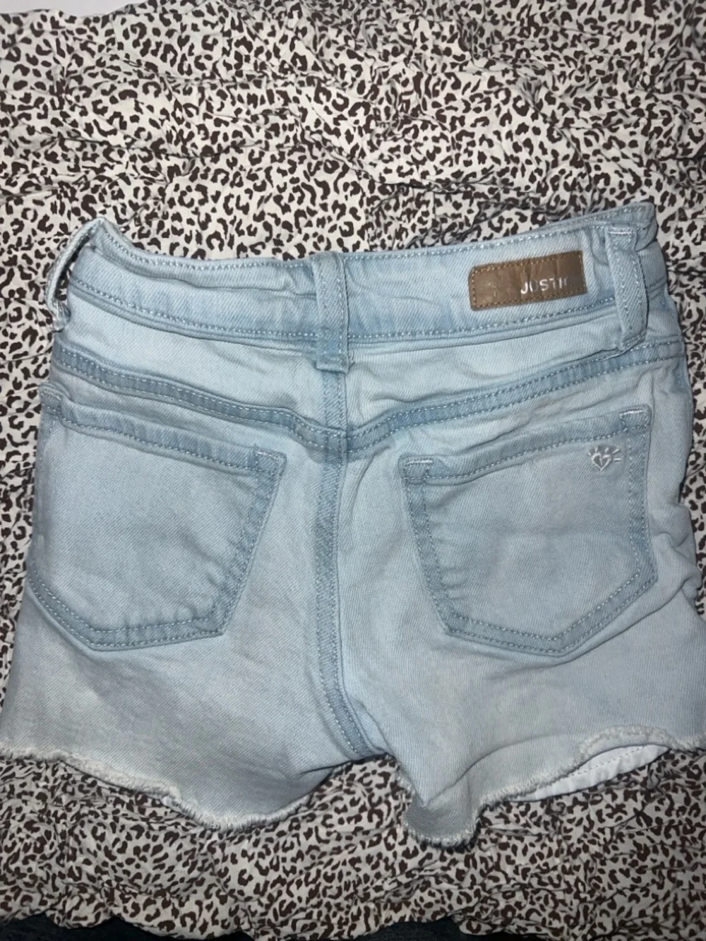 Girls used Justice Light Blue Distressed Denim Jean Shorts